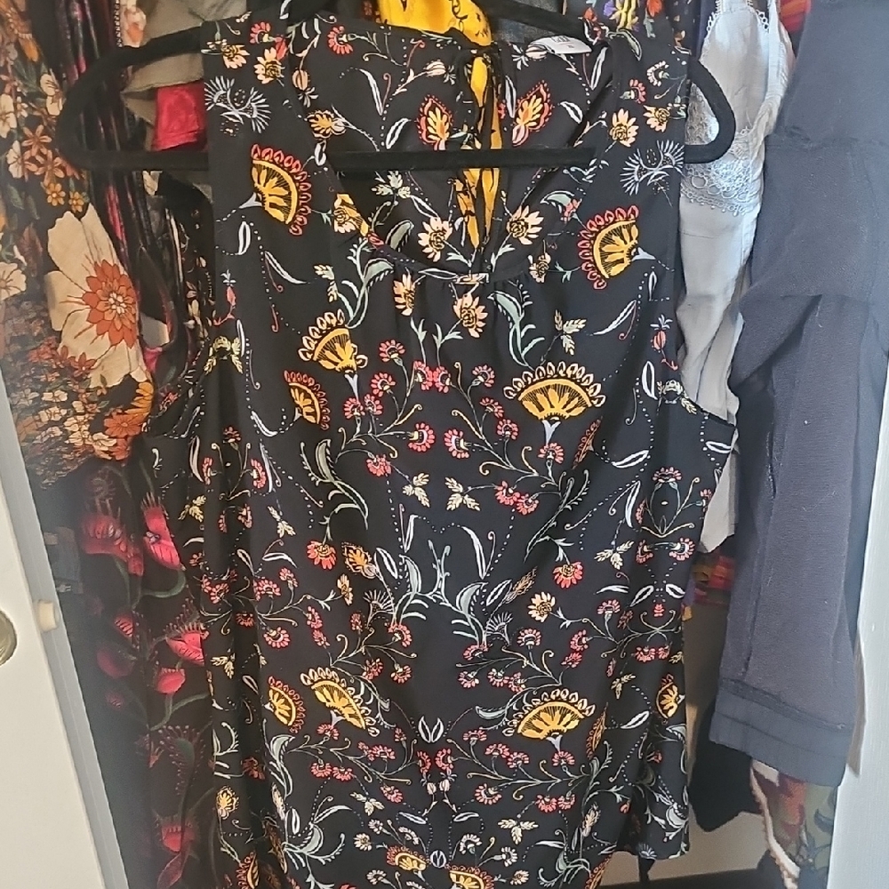 Cabi Black Dress with Floral Pattern XL